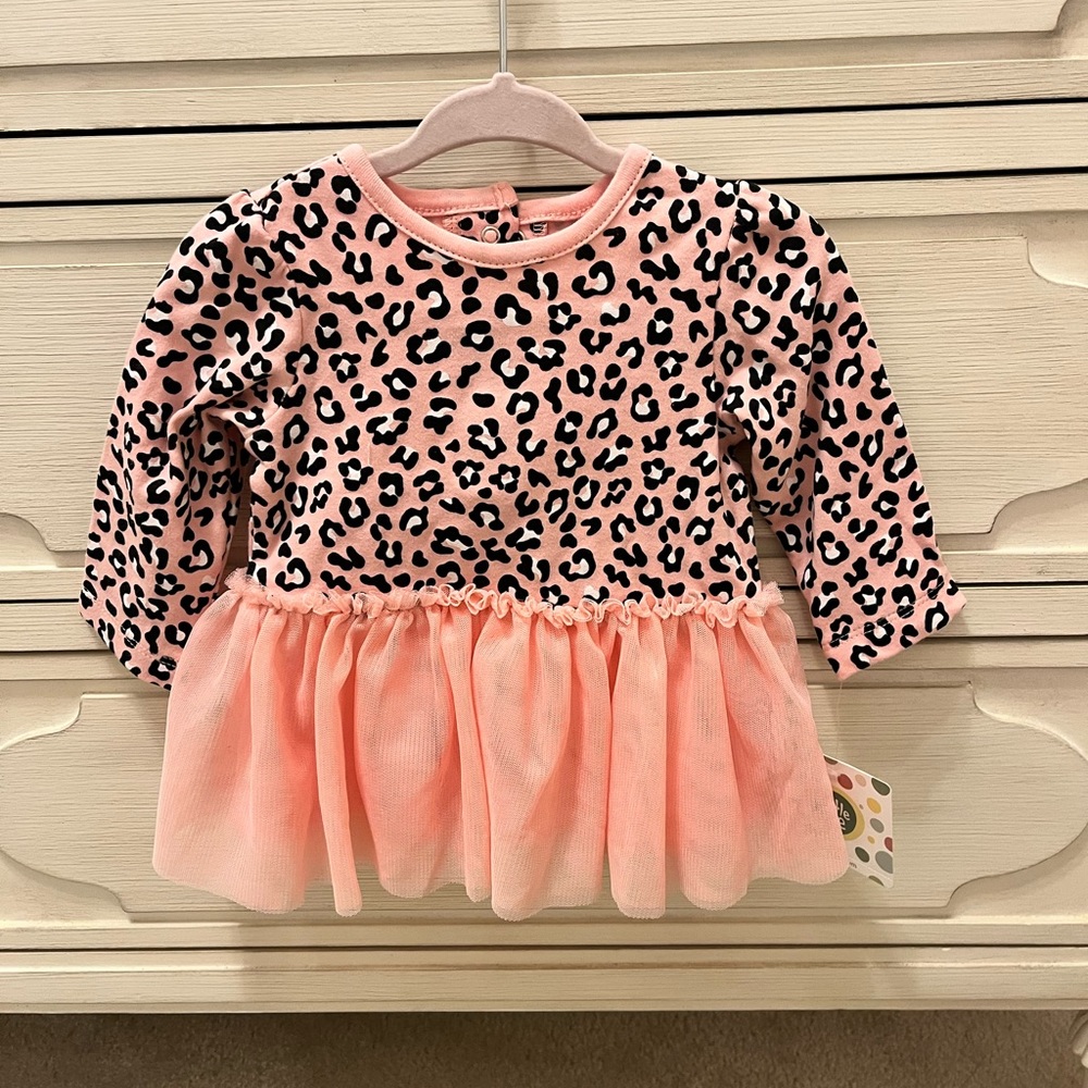 LITTLE ME leopard top with tulle. NWT (6 months)
